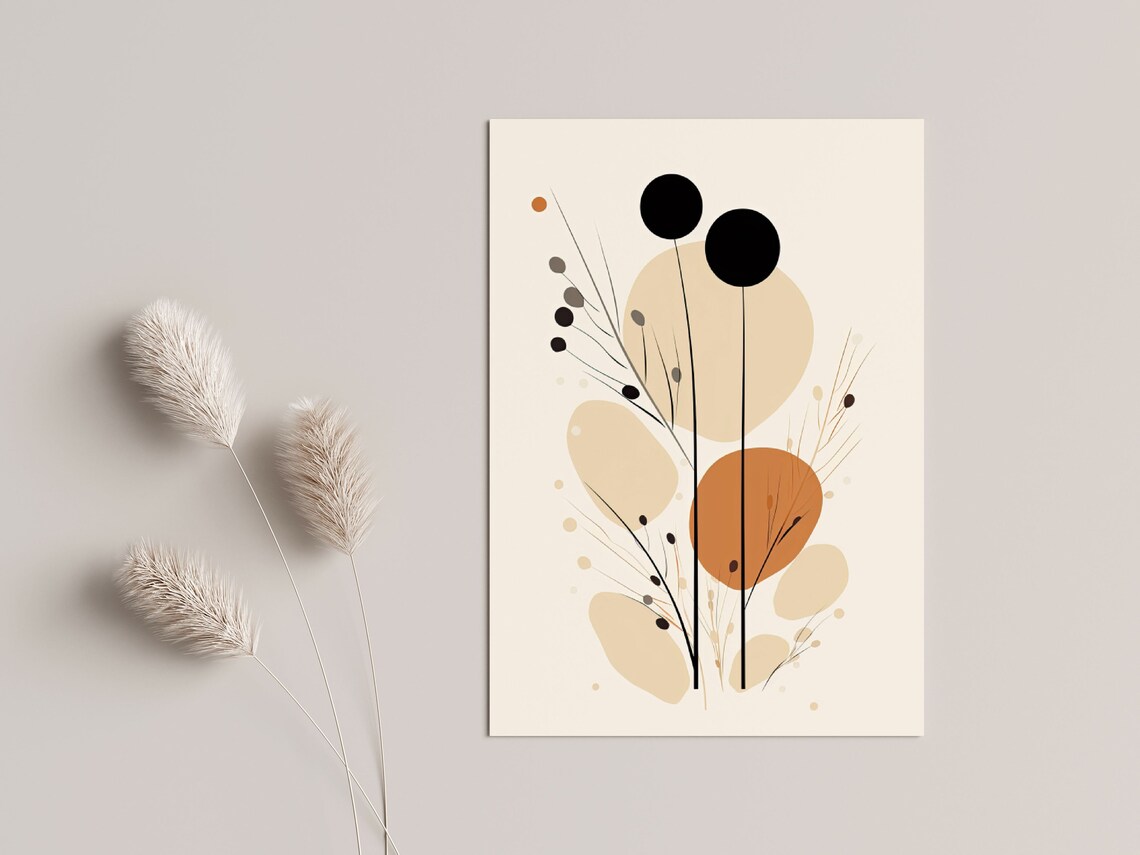 Abstract Art Living Room Decor, Minimalist Boho Poster