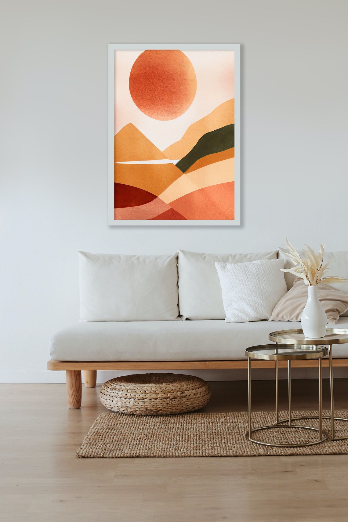 Boho Terracotta Sun Hills Minimalist Abstract Landscape Art Poster