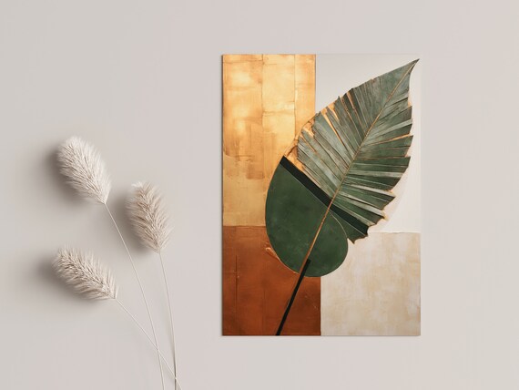 Modern Boho Palm Tree Poster Nature Wall Art For The Living Room Contemporary Leaf Artwork Elegant Design Hallways And Bedrooms