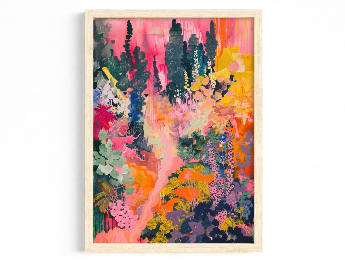 Abstract Flower Explosion Art Print, Modern Floral