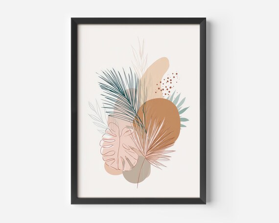Bedroom Wall Art Botanical Beige Plant Posters Elegant Abstract Tropical Illustration Summery Prints For The Living Room And Hallway