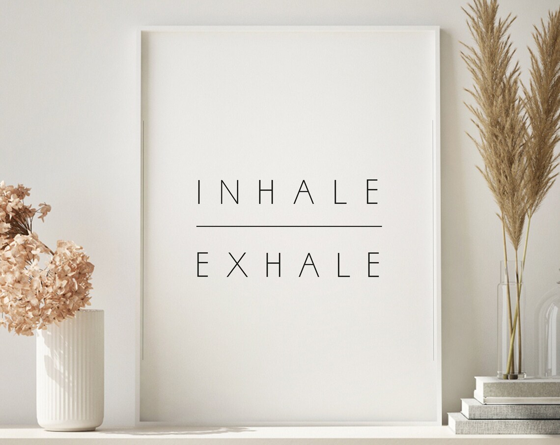 Inhale Exhale Farmhouse Bedroom Wall Art Print