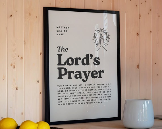The Lords Prayer Retro Christian Wall Art Minimalist Christian Poster Print Apartment Diy Decor Bible Verse Wall Art Christian Merch