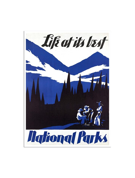 Life at Its Best National Parks Vintage WPA Style Travel Poster