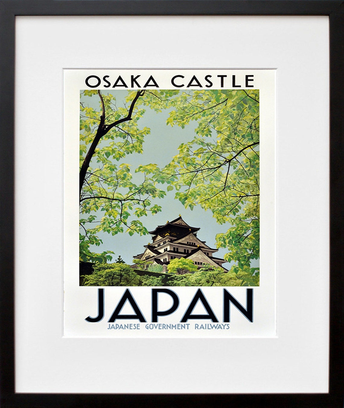 Osaka Castle Japan Japanese Government Railways Vintage Poster - Image 2