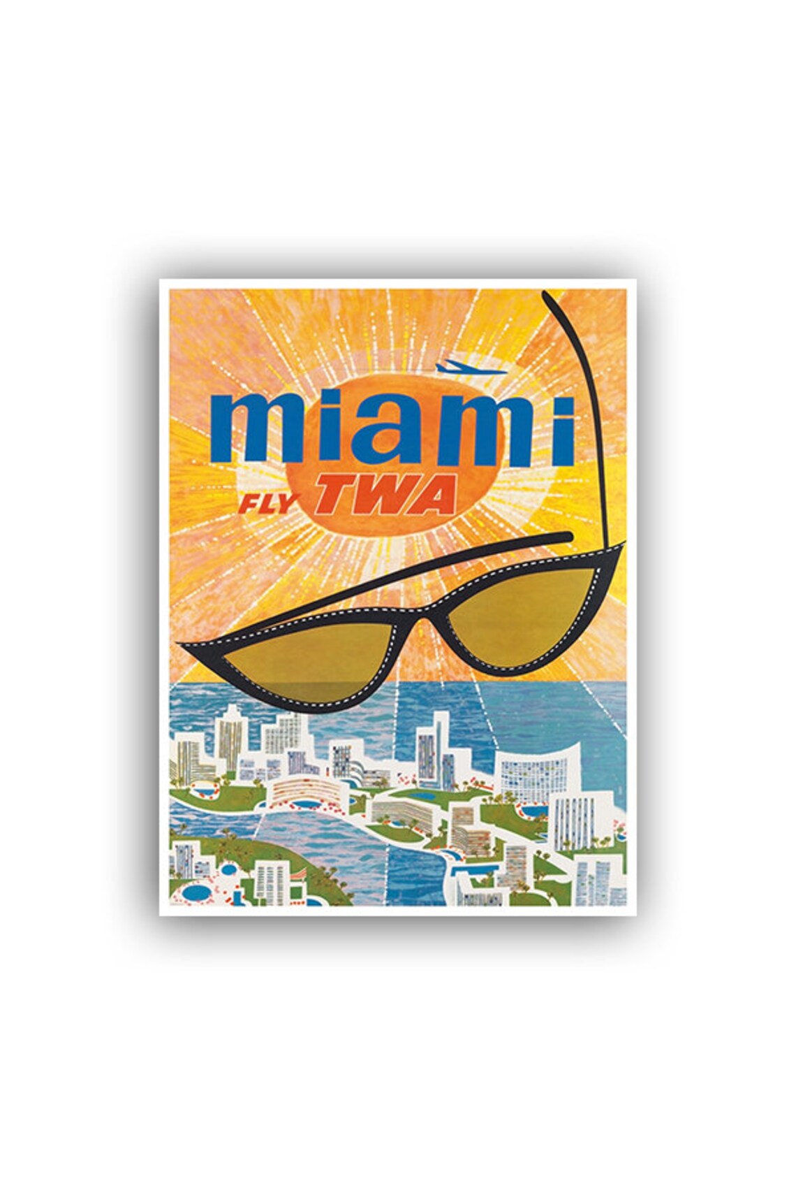 Miami Retro Travel Poster, Florida Art Print