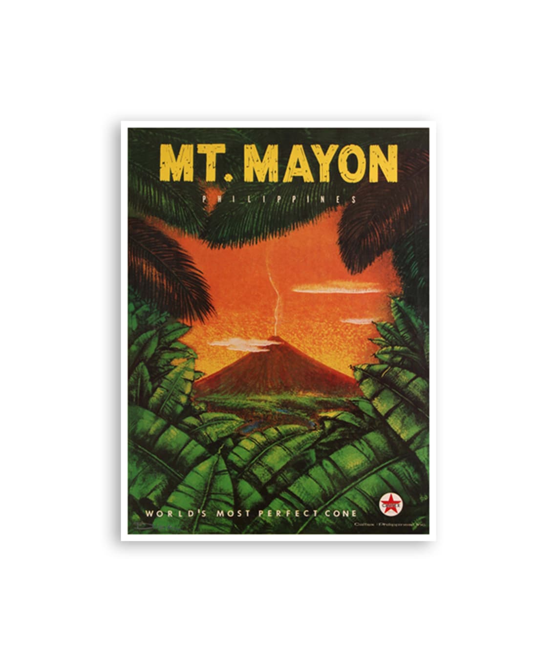 Mt Mayon Philippines Volcano Perfect Cone Vintage Travel Poster