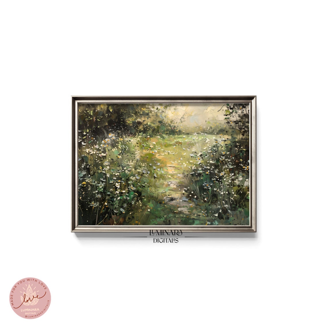Sunlit Daisy Meadow Path Through An Enchanted Garden Art Poster - Image 5