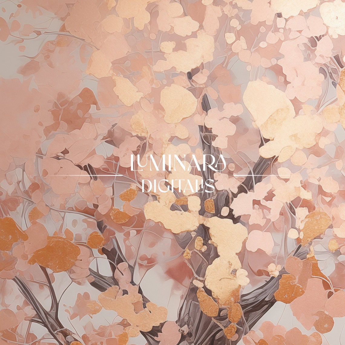 Pink Blossom Tree Beside An Empty Bench In Soft Mist Art Print - Image 3