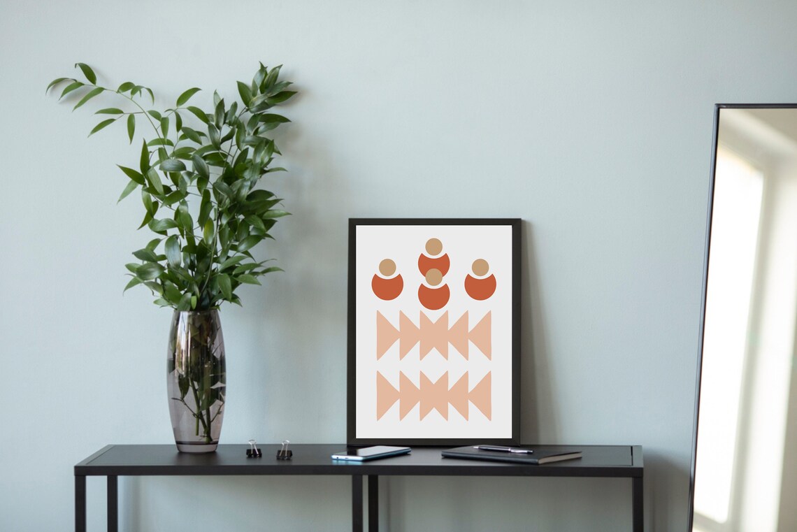 Mid Century Modern Terracotta Geometric Art Print - Image 3