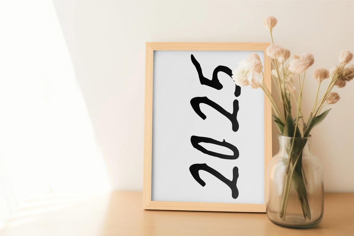 2025 Handwritten Script Number Modern Minimalist New Year Art Poster - Image 2