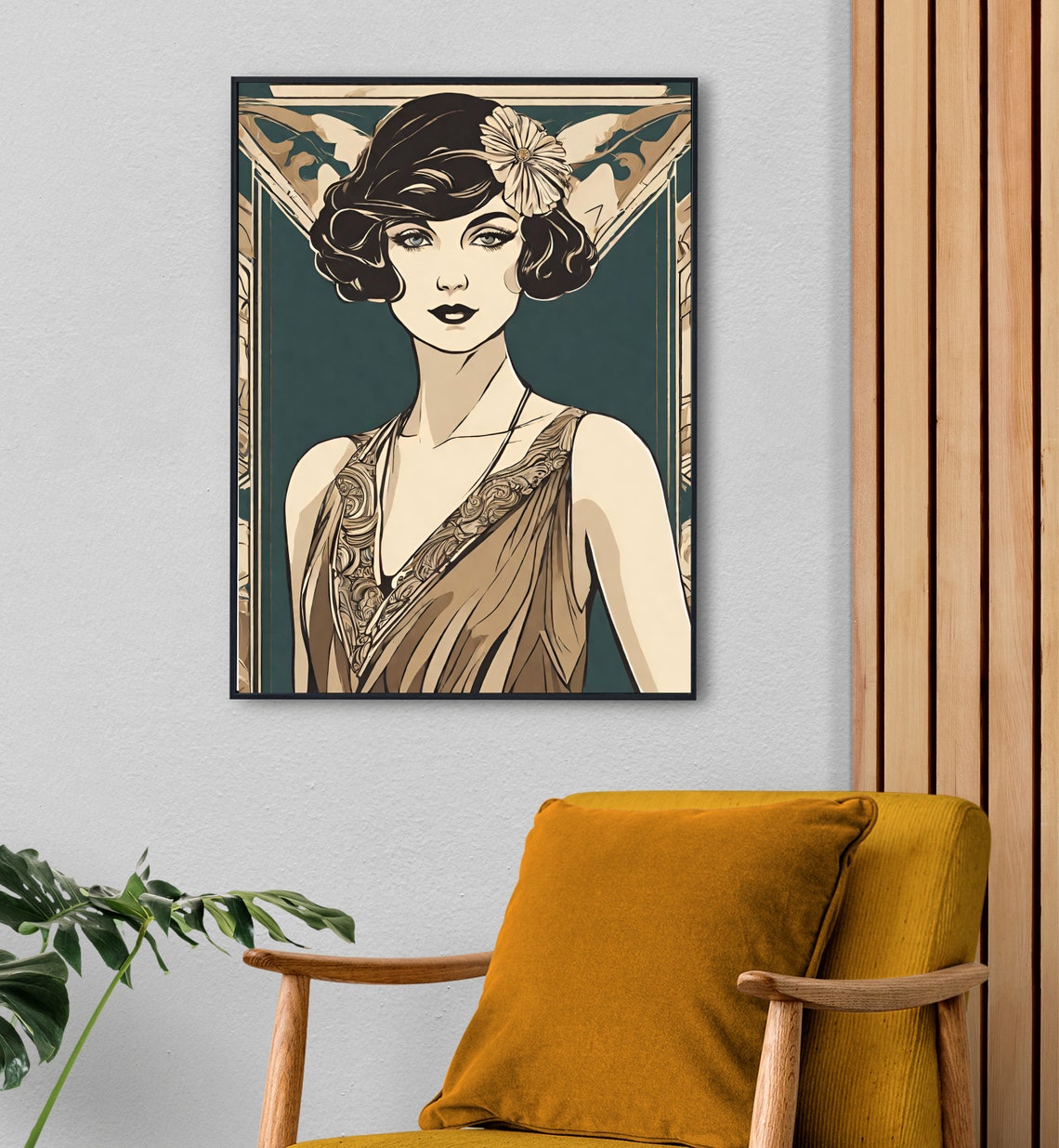 1920s Art Deco Woman Portrait Bob Haircut Flapper Style Vintage Poster