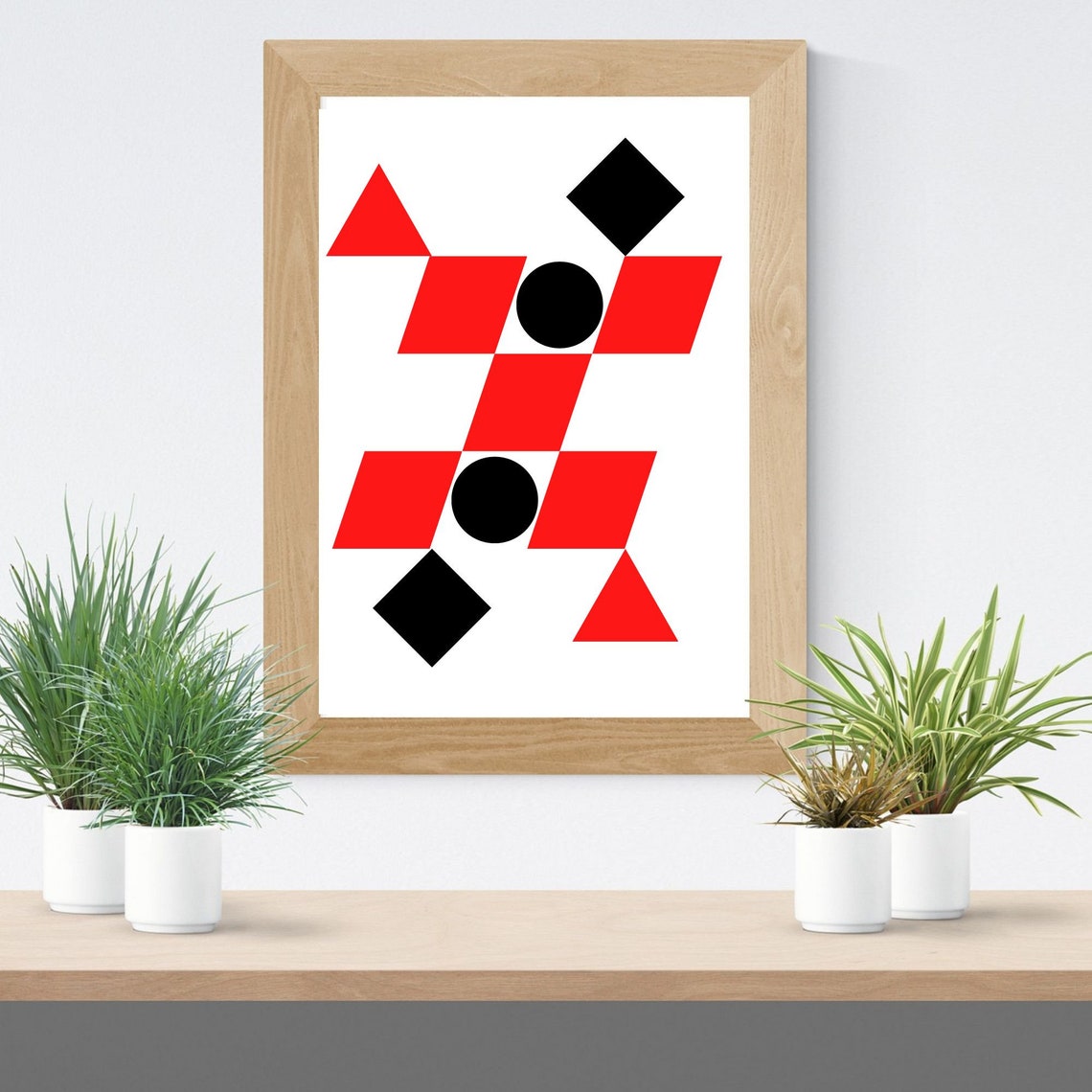 Red And Black Geometric Abstract Art Modern Home Decor Instant Art Poster Housewarming Gift Idea - Image 2