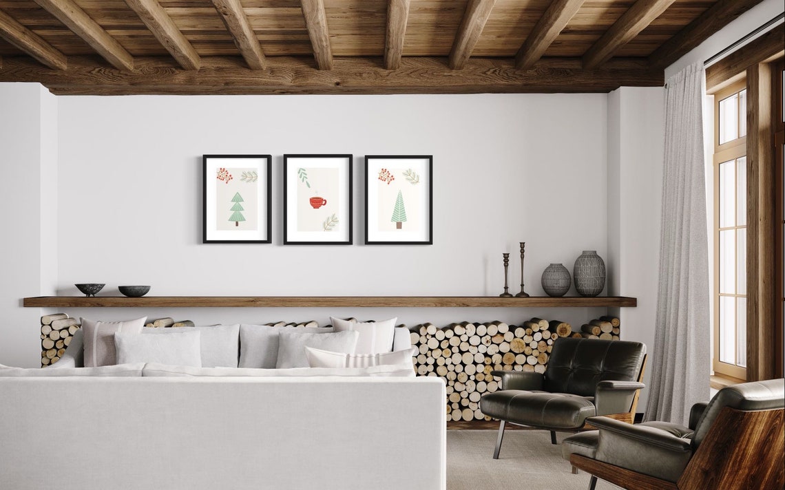 Minimalist Christmas Tree Berries Pine Branch Modern Wall Poster - Image 5