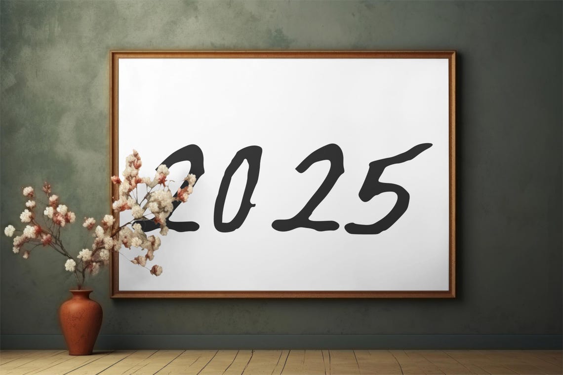 2025 Handwritten Script Number Modern Minimalist New Year Art Poster - Image 3