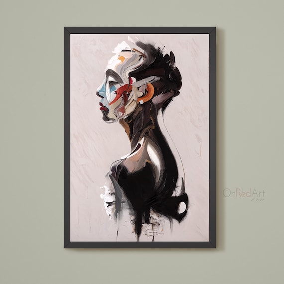Abstract Woman Profile Bold Brushstroke Expressive Portrait Poster