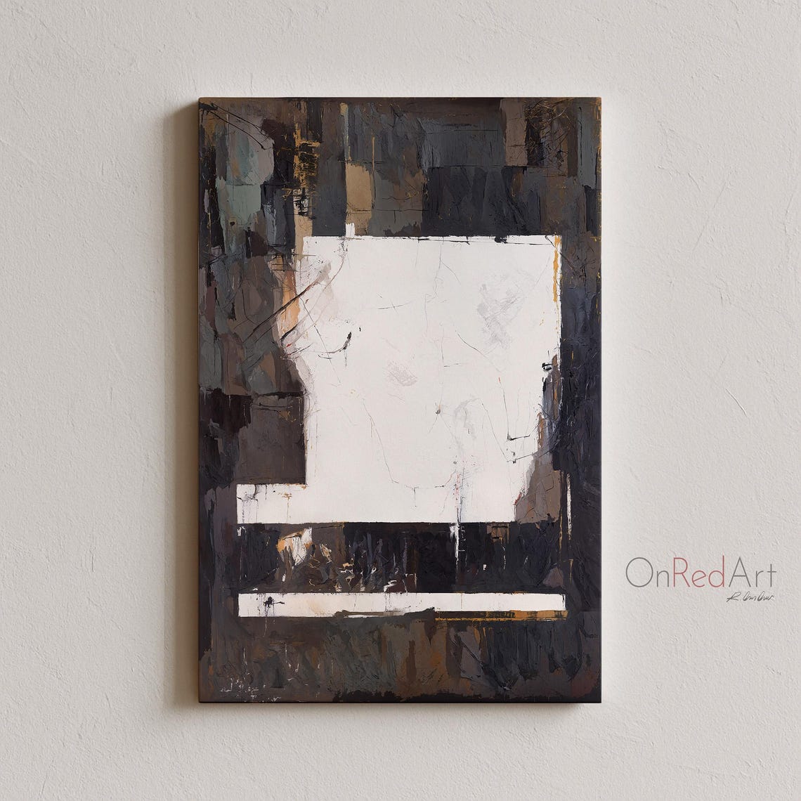 Dark Earthy Abstract Print Minimal Geometric Art