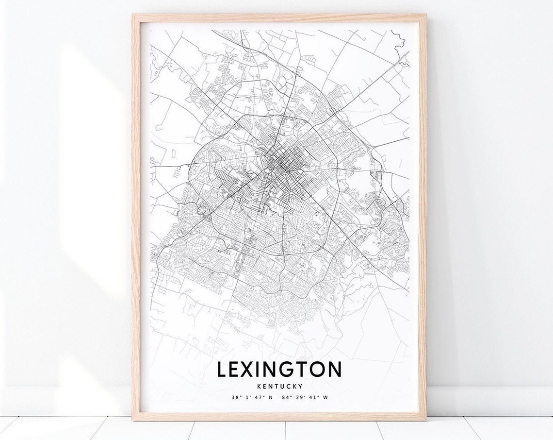 Lexington Map Print Kentucky Art Poster City Street Road Modern Wall Gift Home Office Decor