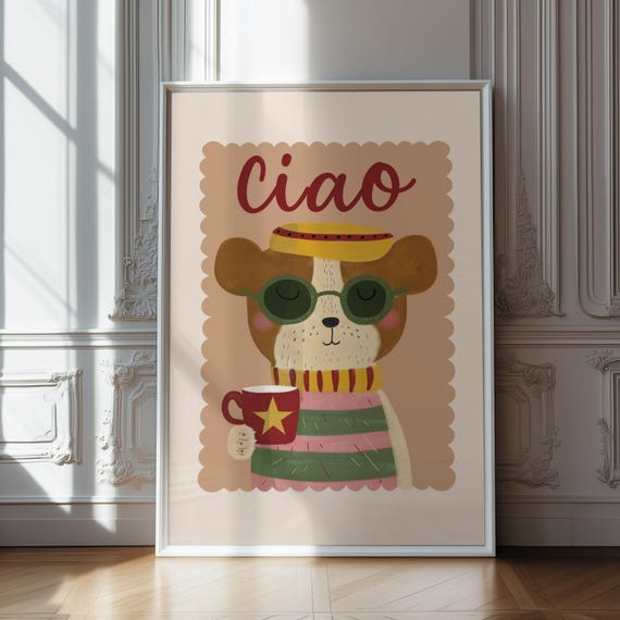 Ciao Dog Cute Italian Puppy Illustration Art Print