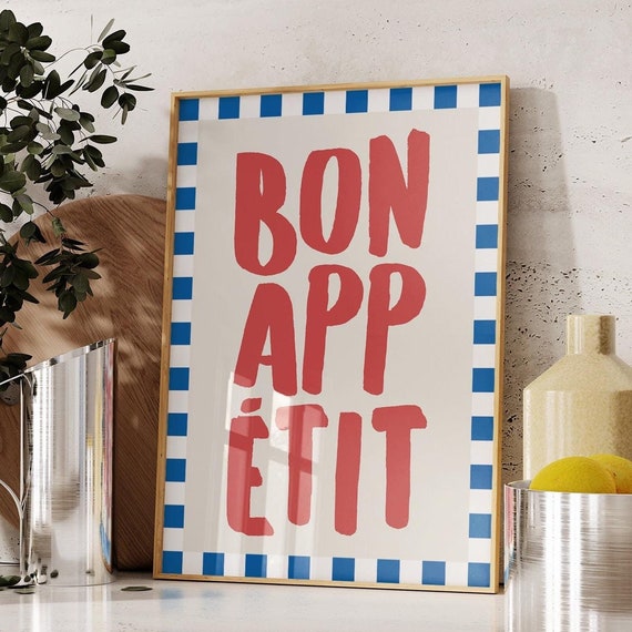 Bon Appetit Retro Typography Kitchen Art Print