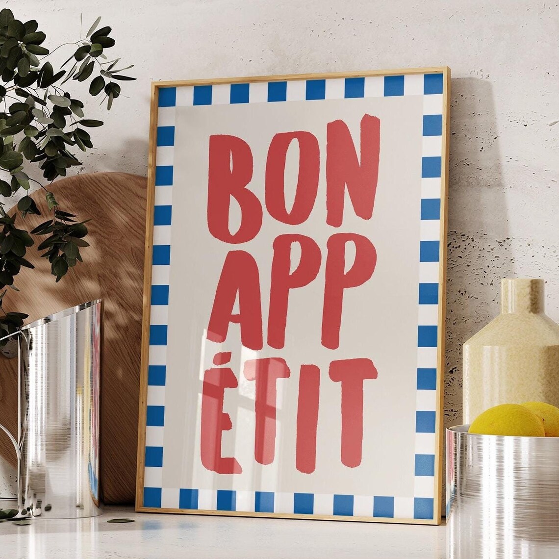 Bon Appetit Retro Typography Kitchen Art Print