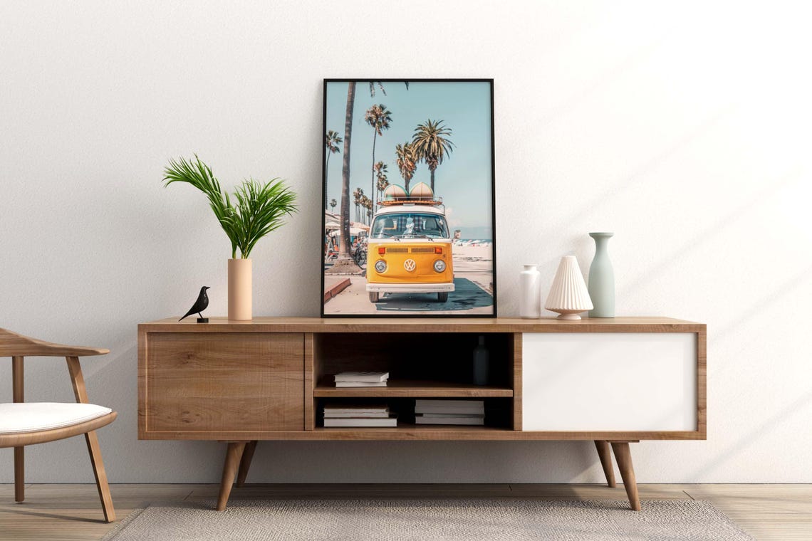 Surfing Van Art Surf Van Print Surf Van Poster Surf Van Boho Painting Beach Portrait Beach Gallery Decor Surf Van Rustic Print - Image 5