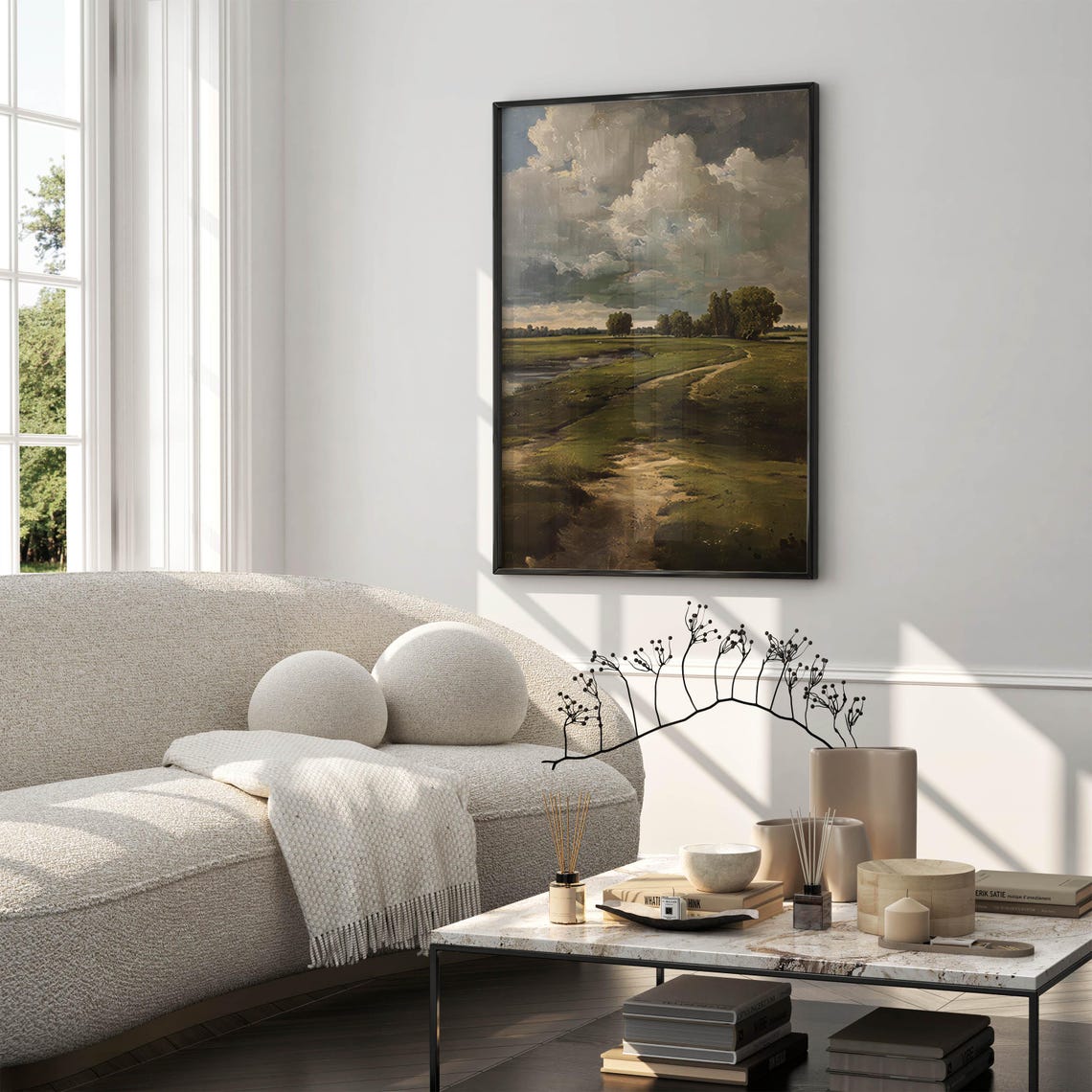 Moody Country Path Under Stormy Clouds Vintage Landscape Poster - Image 7