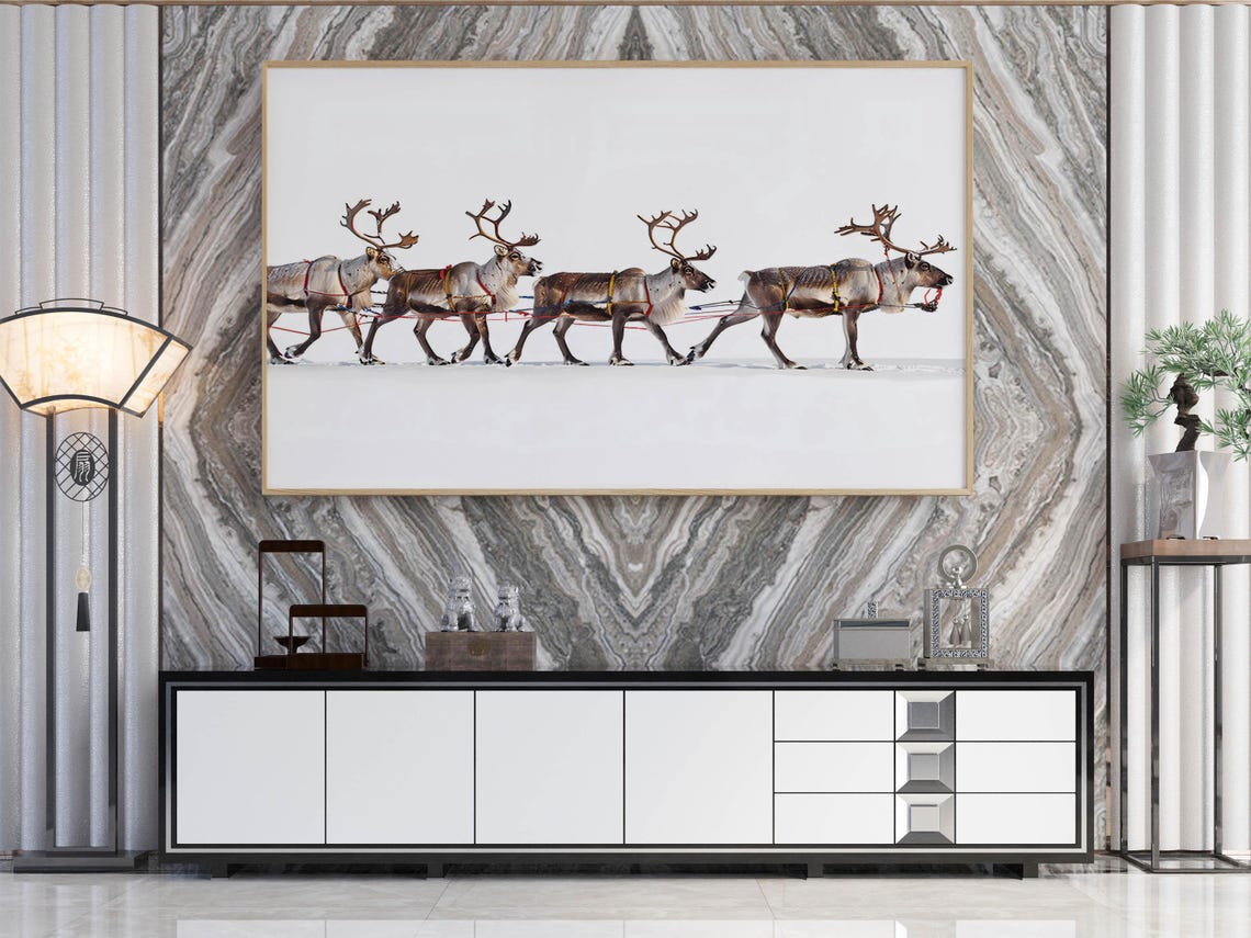 Reindeer Art Caribou Nordic Painting Caribou Vibrant Portrait Reindeer Nordic Poster Reindeer Nursery Decor Caribou Art Print - Image 2