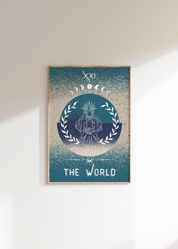 The World Tarot Card Astrology Poster Grimoire Zodiac Print Pagan Decor Arcane Indie Room Constellation Spiritual Preppy Wall Art Gift