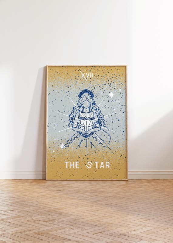 The Star Tarot Card Astrology Poster Grimoire Zodiac Print Pagan Decor Arcane Indie Room Constellation Spiritual Preppy Wall Art Gift