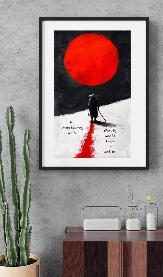Walk Mindful Inspirational Wall Art Instant Zen Quote Print For Home Or Office Decor Minimalist Poster