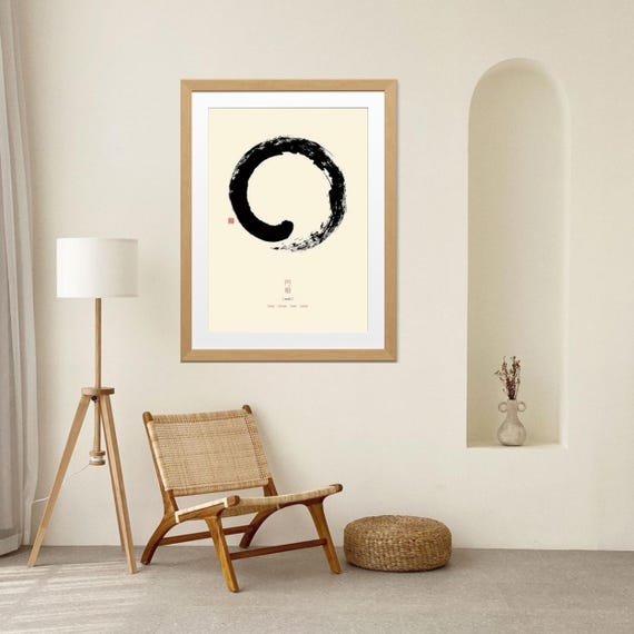 Black Enso Zen Circle Cream Minimalist Japanese Meditation Poster