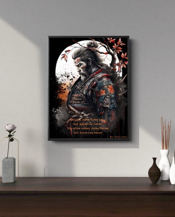 Today Or Tomorrow Samurai Warrior Wall Art Bushido Code Print Zen Posterjapanese Martial Decor Home Office Inspiration
