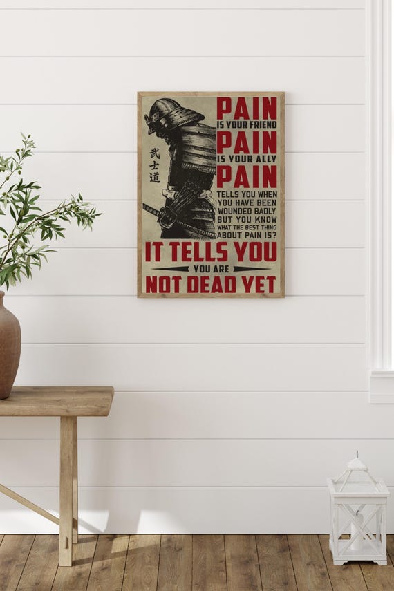 Pain Bushido Code Print Samurai Warrior Wall Art Zen Motivational Posterjapanese Martial Decor Stoic Home Or Office Inspiration