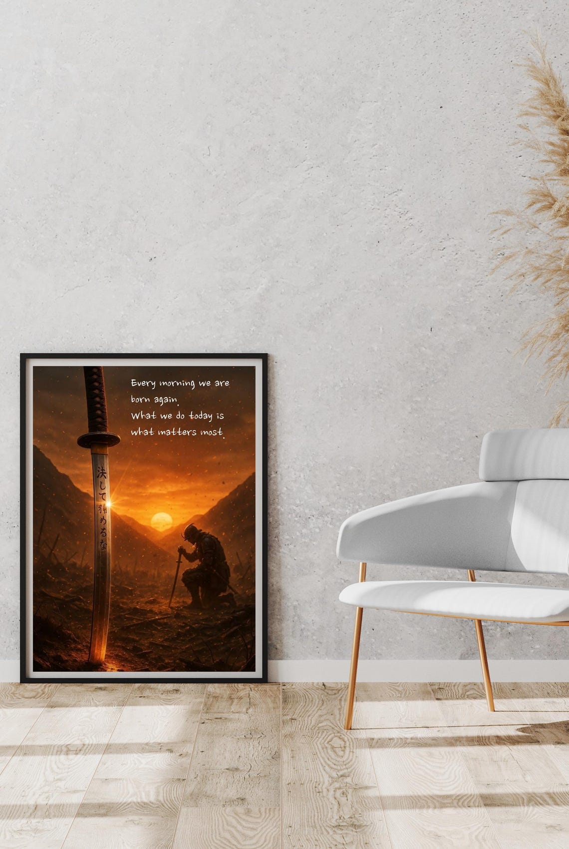 Every Morning We Are Born Again Samurai Sunset Katana Zen Poster