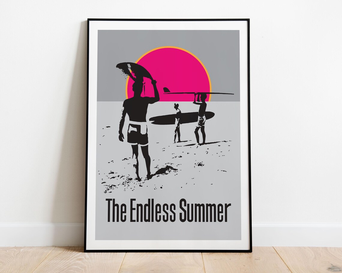 The Endless Summer Classic Retro Surf Film Silhouette Poster