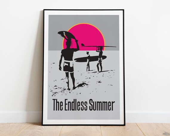 The Endless Summer Classic Retro Surf Film Silhouette Poster