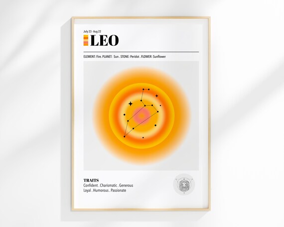 Zodiac Print Leo Star Sign Astrology Constellation Maps And Lunar Phases Posters