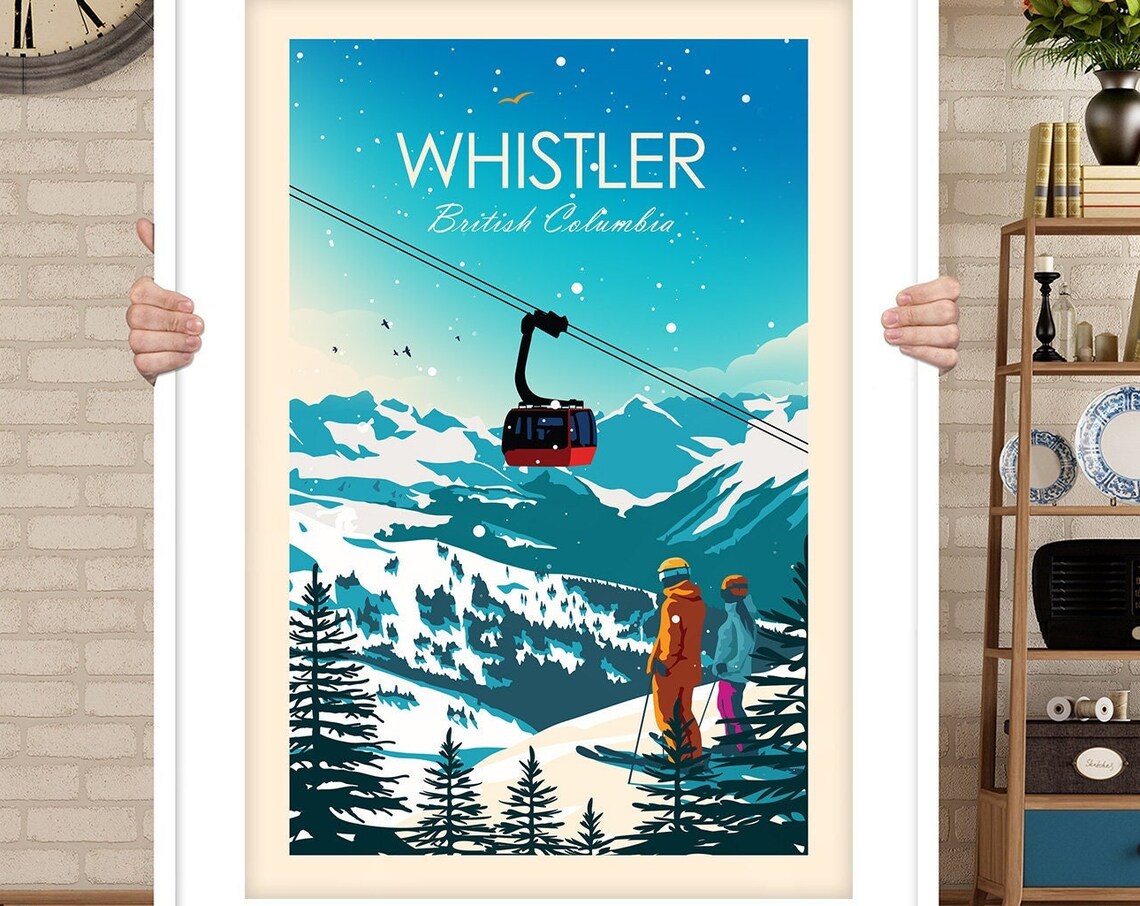 Ski Whistler Travel Poster, British Columbia Canada - Image 3