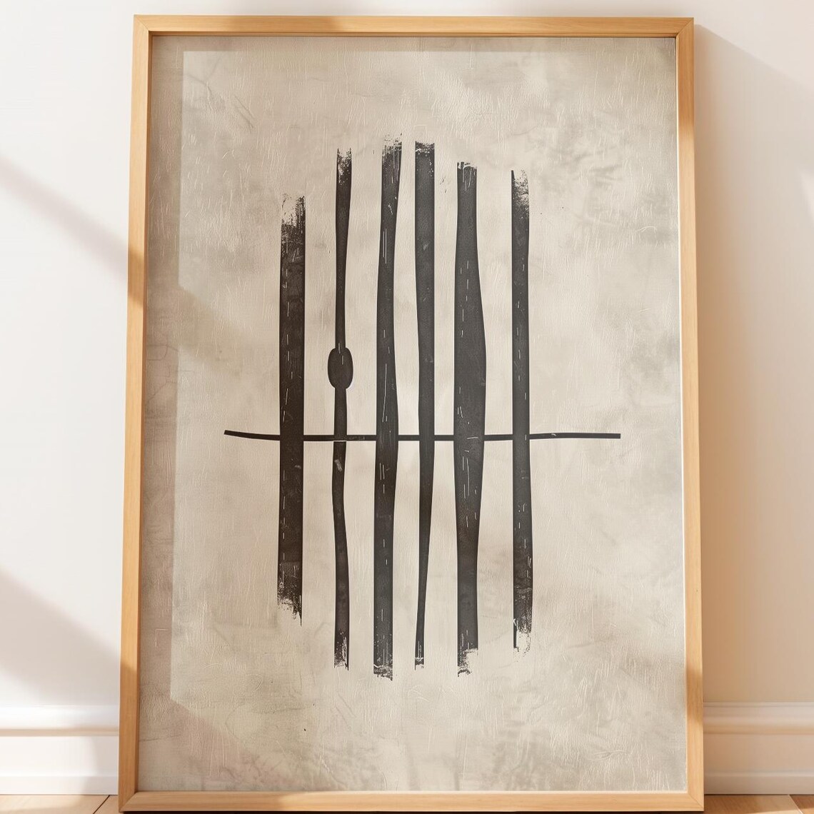 Minimalist Black Line Art Modern Boho Tribal Neutral Abstract Poster