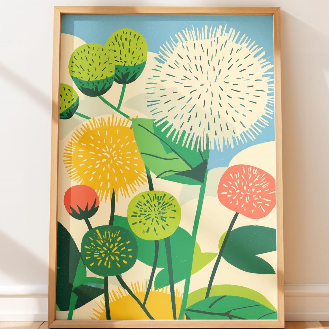 Cooltoned Arctic Flowers Print Modern Botanical Wall Art Geometric Illustration Scandinavian Decor Mid Century Retro