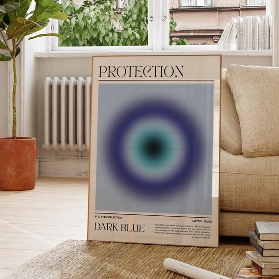 Dark Blue Evil Eye Aura Gradient Protection Spiritual Poster