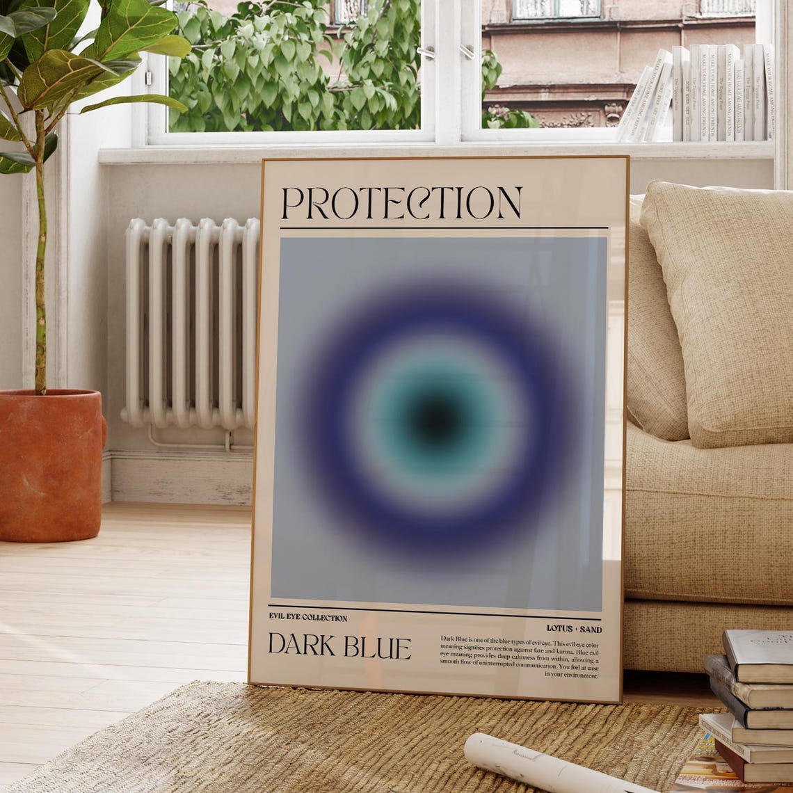 Dark Blue Evil Eye Aura Gradient Protection Spiritual Poster