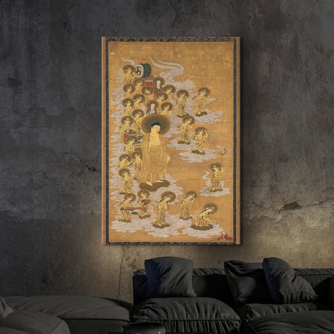 Amida Buddha and Twenty Five Bodhisattvas Art Print