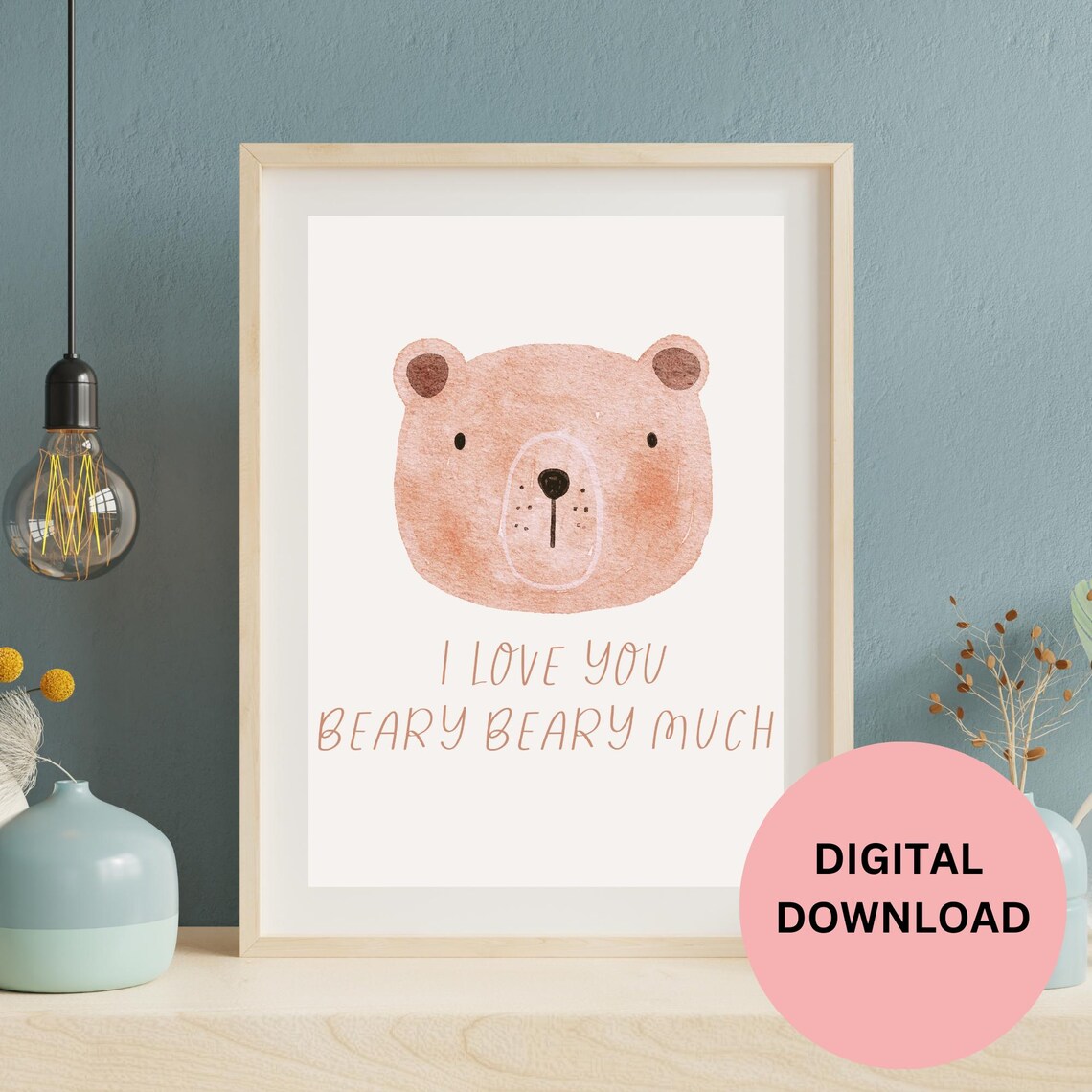 Sweet Teddy Bear Wall Art Nursery Decor For Kids Rooms I Love You Print Heartfelt Gift For New Parents Cute Baby Showers Gift Print - Image 2