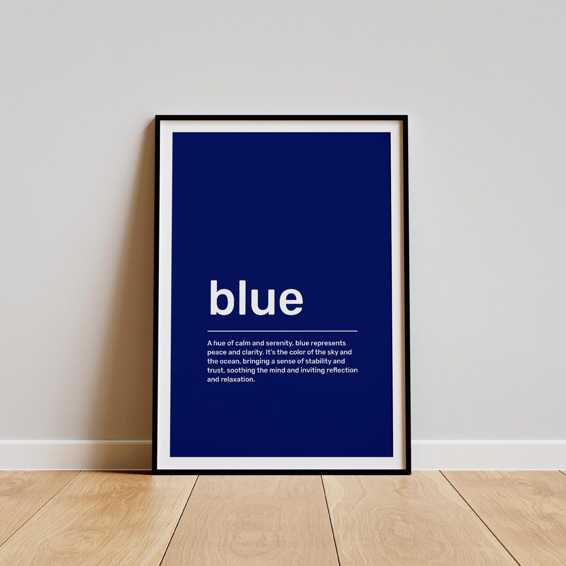 Blue Calm Serenity Peace Dictionary Meaning Typography Poster