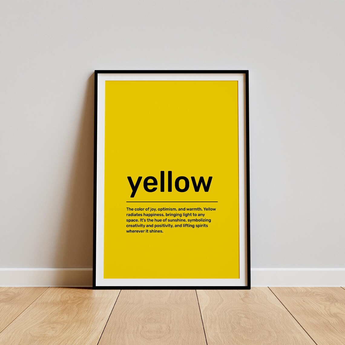 Yellow Definition Quote Poster, Typography Wall Decor