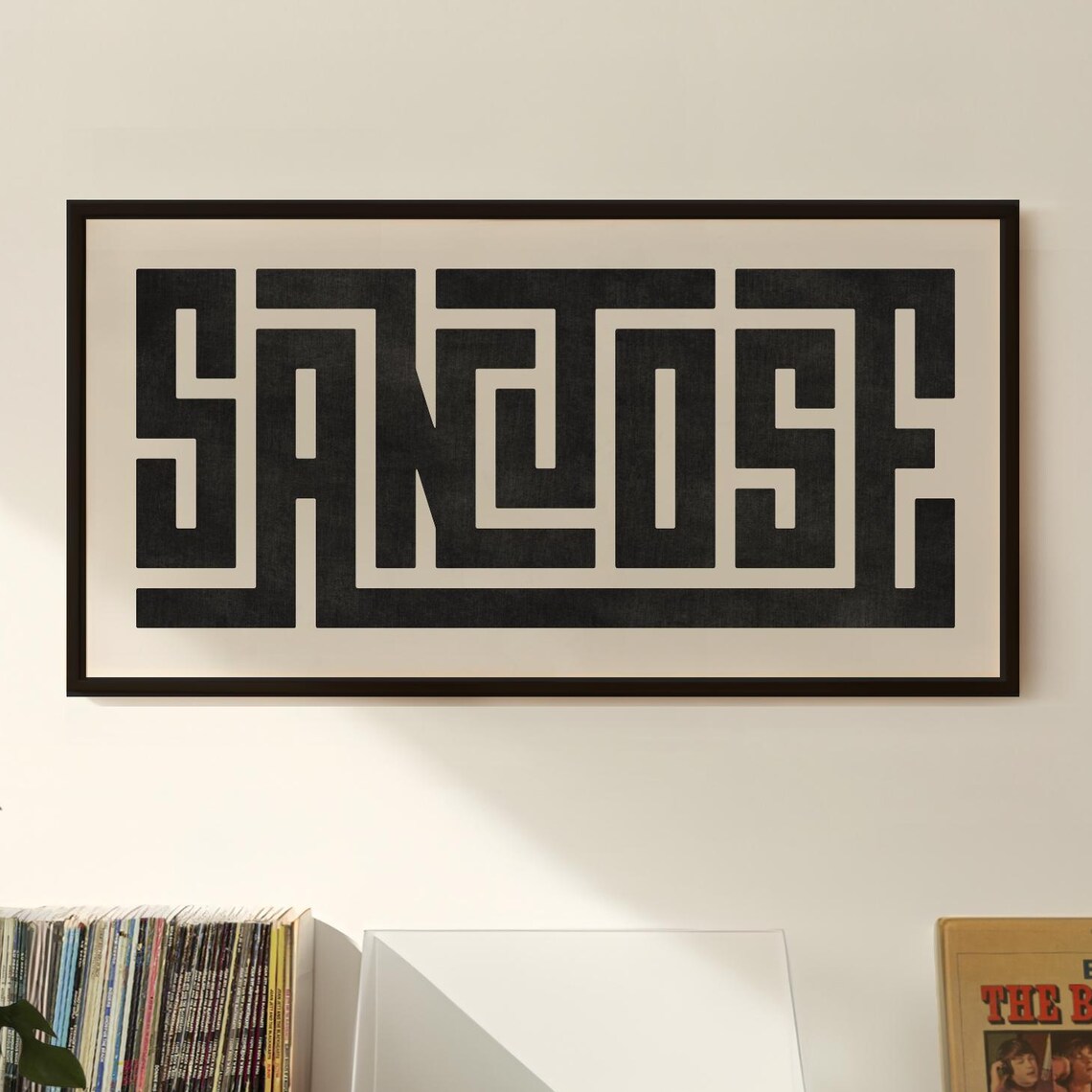 San Jose Bold Maze Typography Minimalist City Lettering Poster