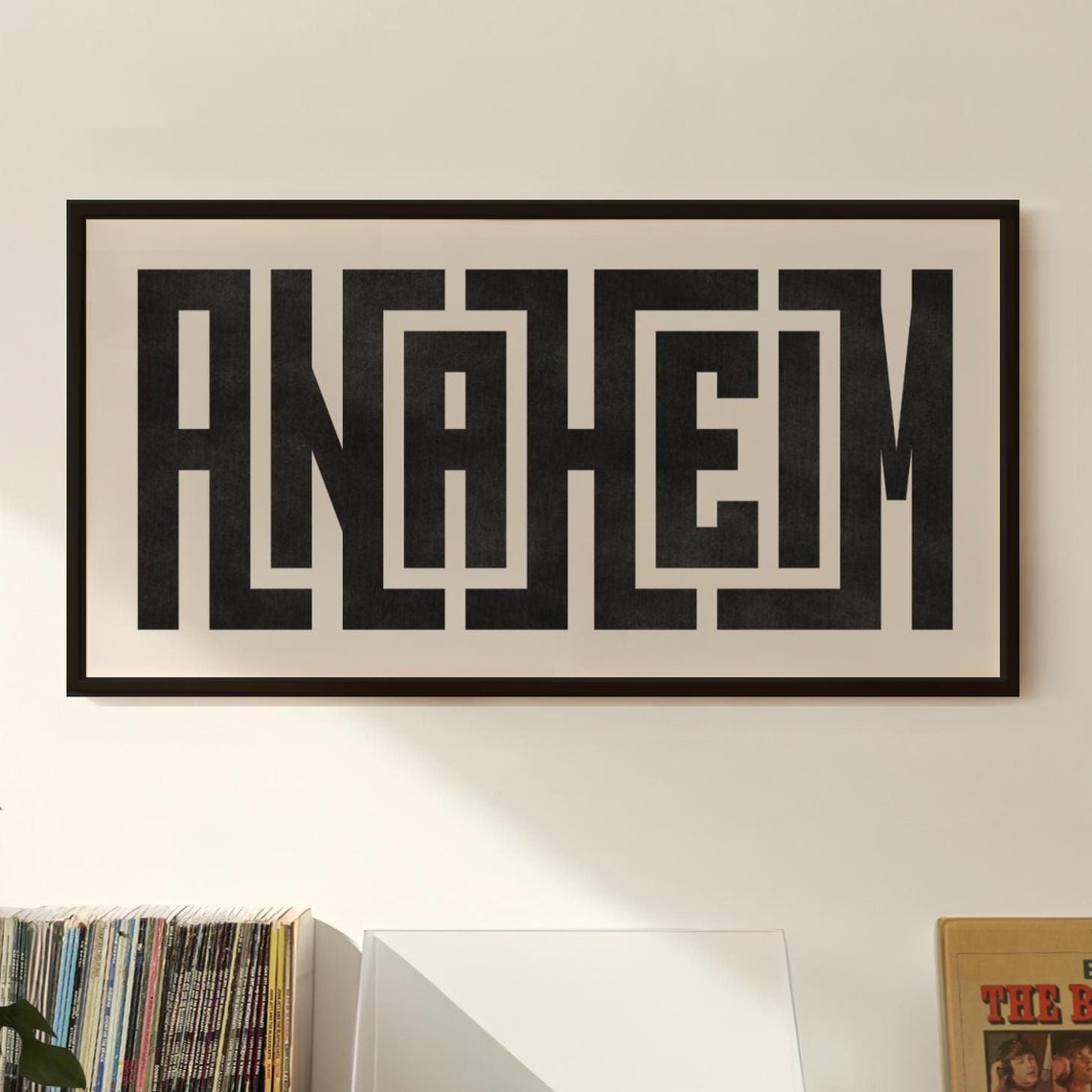 Anaheim Geometric Blackletter City Name Typography Decor Poster