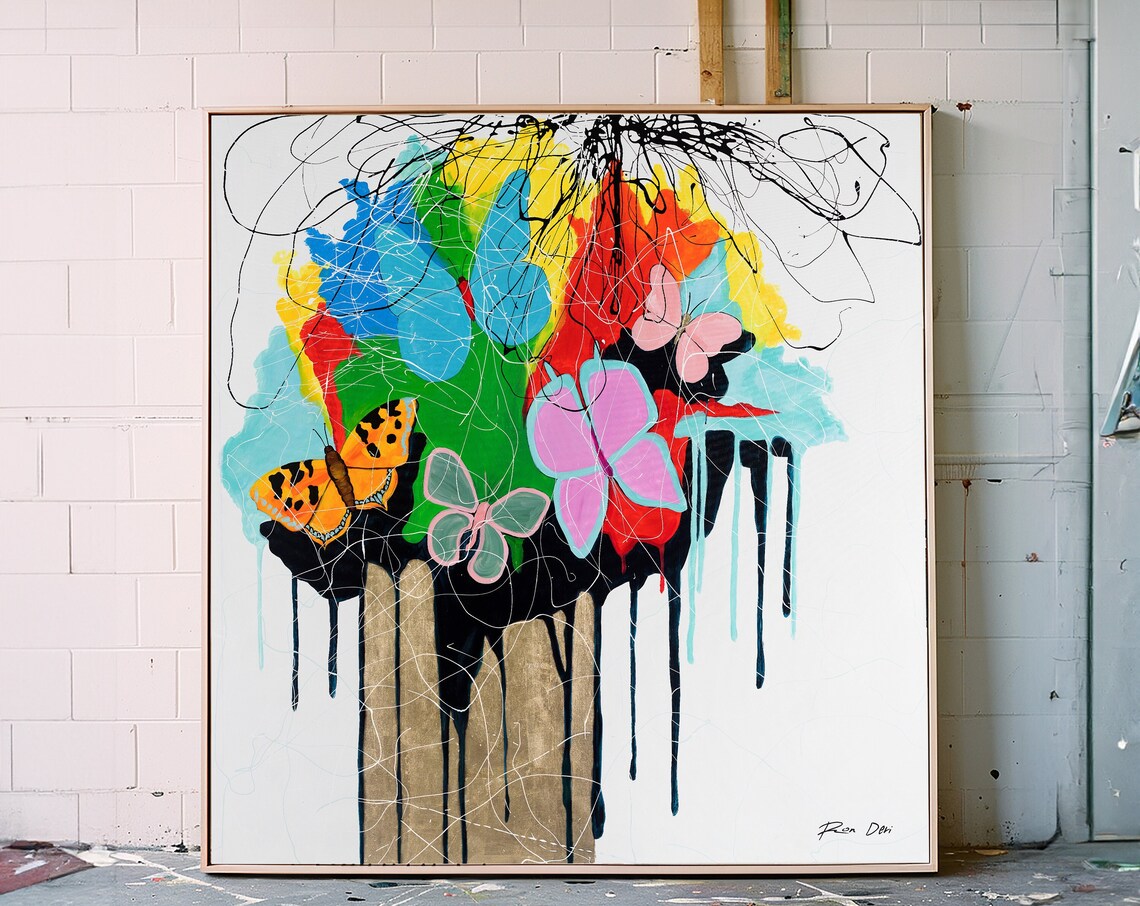 Butterfly Abstract Modern Art Print, Colorful Decor